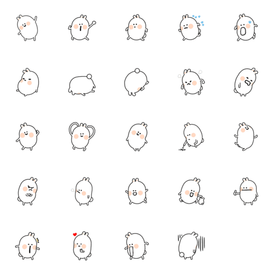 [LINE絵文字]Super cute white rabbitの画像一覧