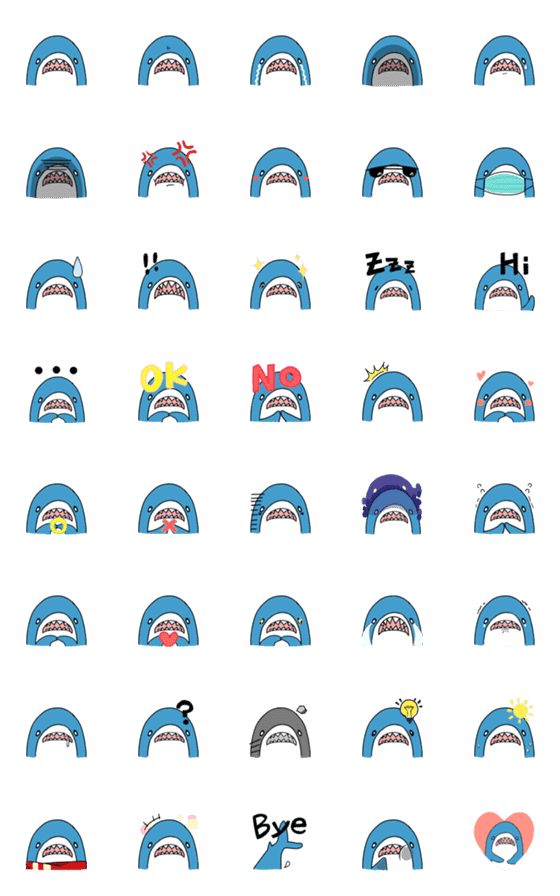 [LINE絵文字]1/6 shark - Emojiの画像一覧