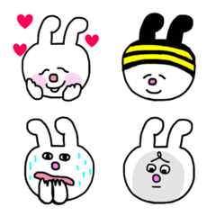 [LINE絵文字] Big Face Rabbit Emojiの画像