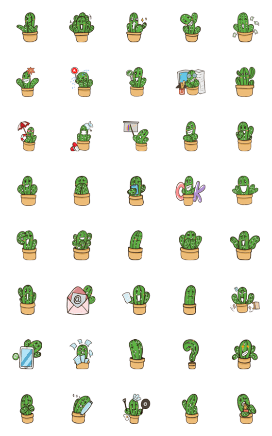 [LINE絵文字]Cute Cactus Emojiの画像一覧