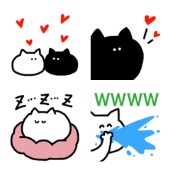 [LINE絵文字] 白猫と黒猫絵文字〜日常生活で使いやすい〜の画像