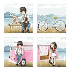 [LINE絵文字] Emoji : Sweet cutie couple Anniversaryの画像