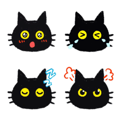 [LINE絵文字] クレヨン黒猫絵文字の画像