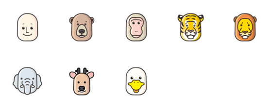 [LINE絵文字]Simple face animalsの画像一覧