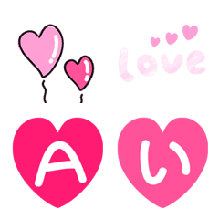 [LINE絵文字] Lovely heart Kana letters Emoji 305pcsの画像