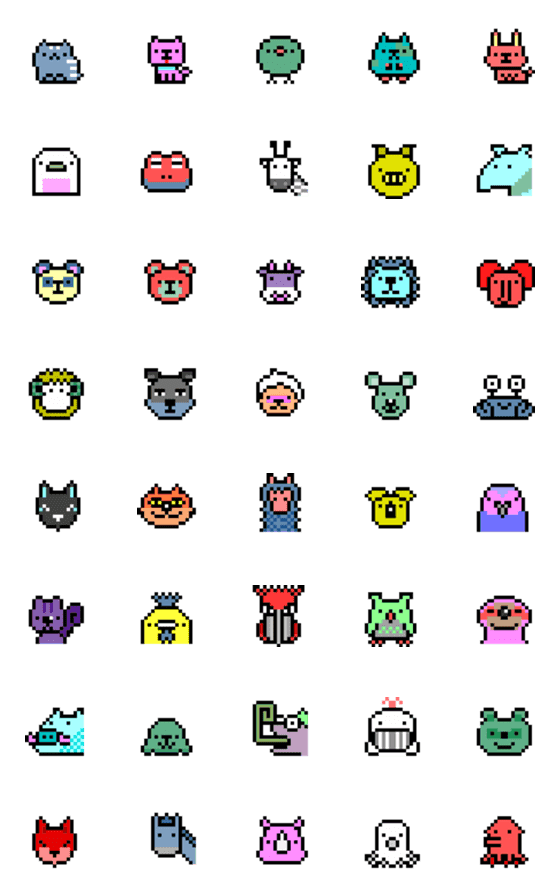 [LINE絵文字]ドット絵ドーブツ 2Pカラーの画像一覧