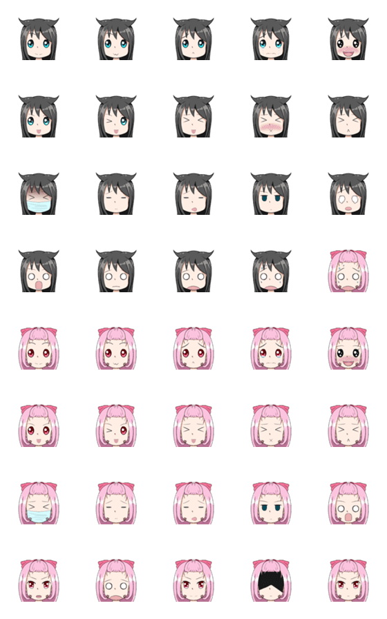 [LINE絵文字]Rinnan ＆ Nini Emoji Setの画像一覧