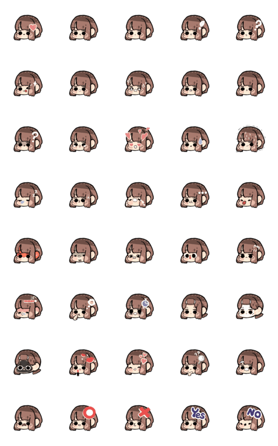 [LINE絵文字]Emoji for Short hair girlの画像一覧