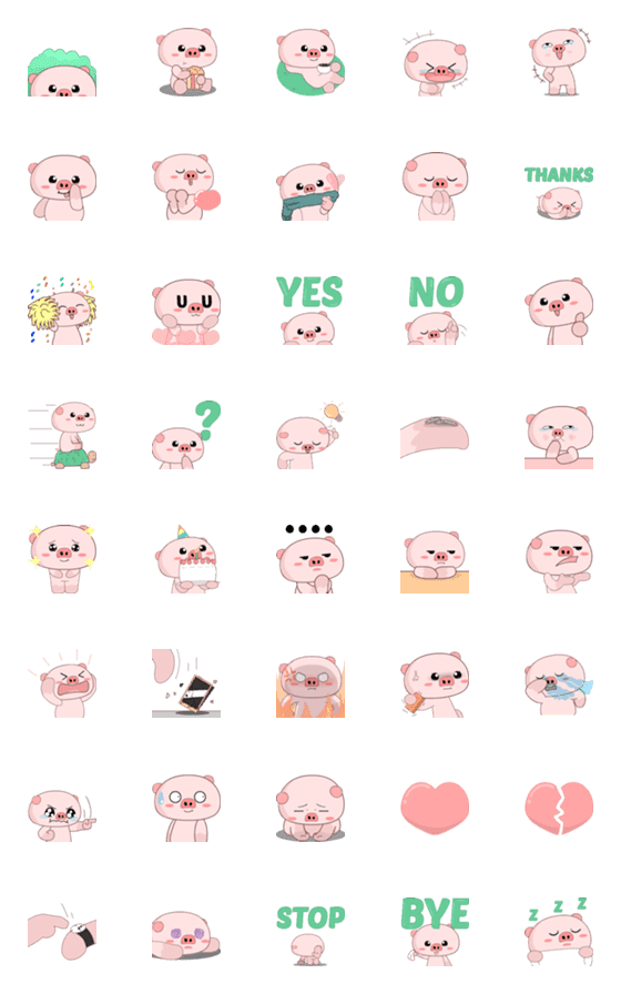 [LINE絵文字]Pinky the pig emojiの画像一覧