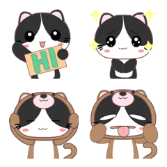[LINE絵文字] Tuxedo Cat Emojiの画像