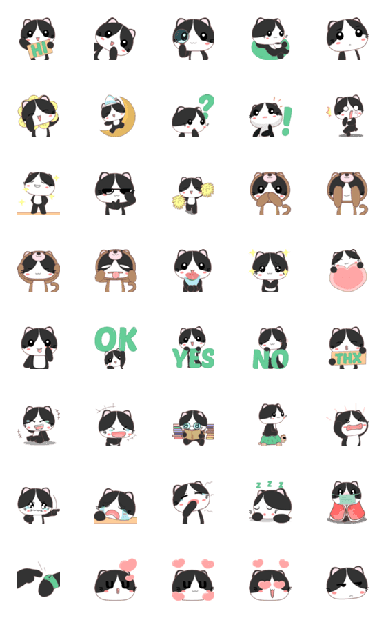 [LINE絵文字]Tuxedo Cat Emojiの画像一覧