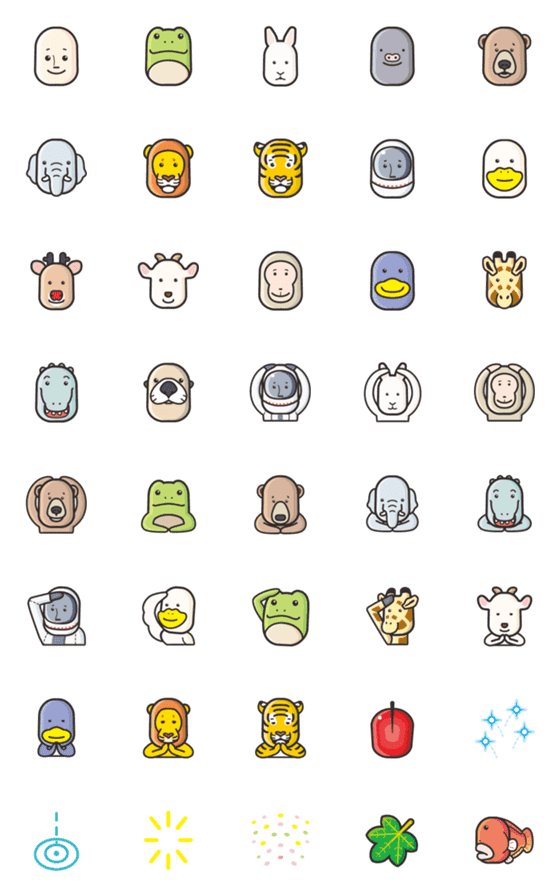 [LINE絵文字]Simple face animals and signの画像一覧