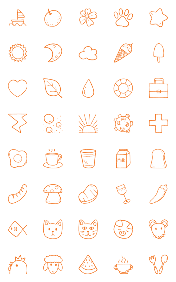 [LINE絵文字]TN orange line emoji 01の画像一覧