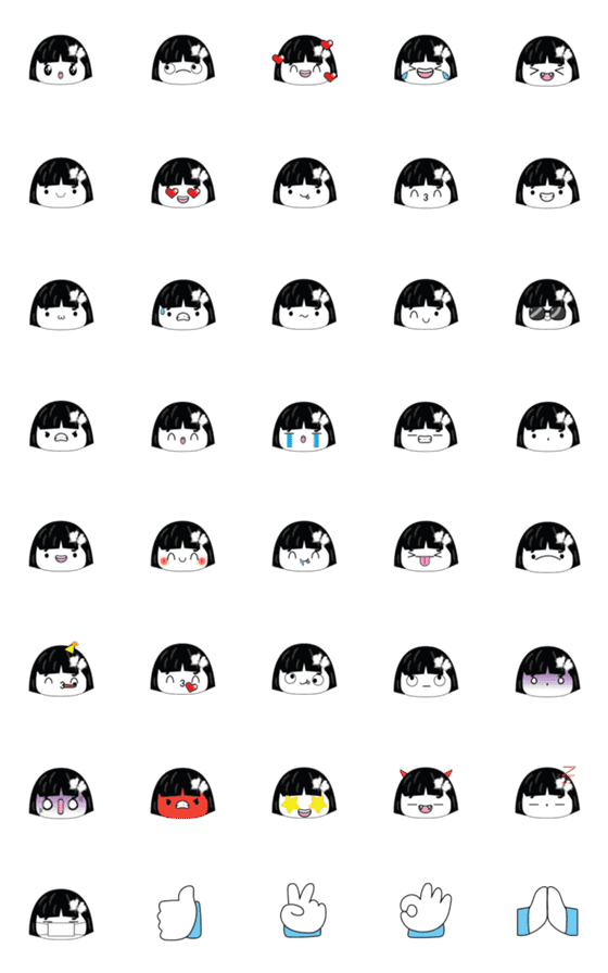 [LINE絵文字]Black white Emojiの画像一覧