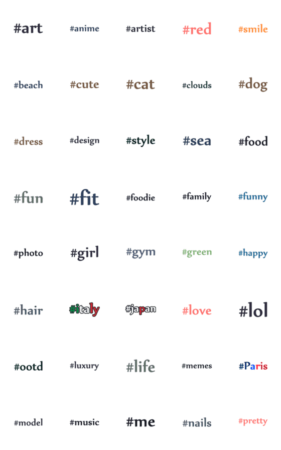 [LINE絵文字]English hashtag tags 01の画像一覧