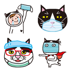 [LINE絵文字] HELLO Tailong POP POP 2 Cat Masksの画像