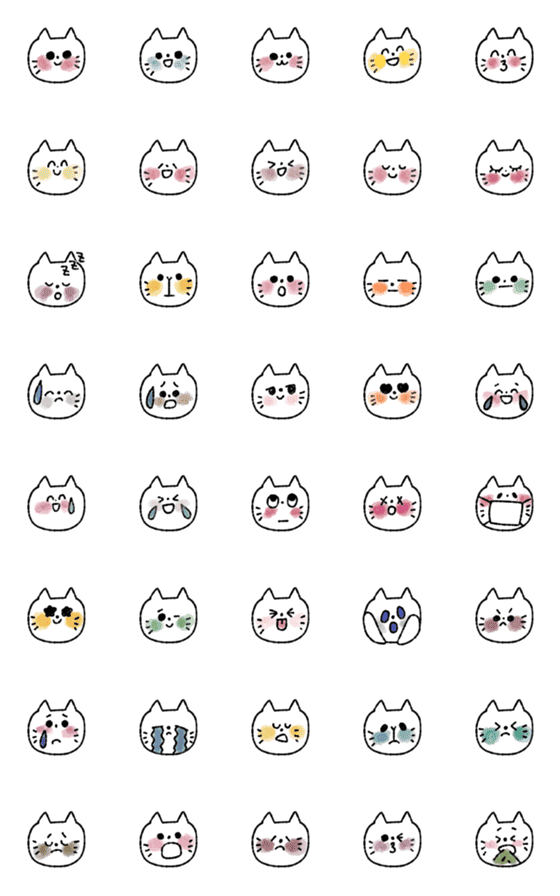 [LINE絵文字]カラフルチークのねこちゃんの画像一覧