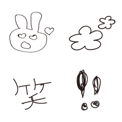 [LINE絵文字] モノクロ下手絵文字の画像