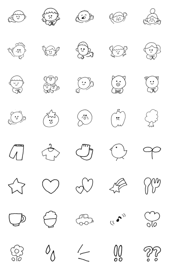 [LINE絵文字]白黒 いろいろ 使える絵文字の画像一覧