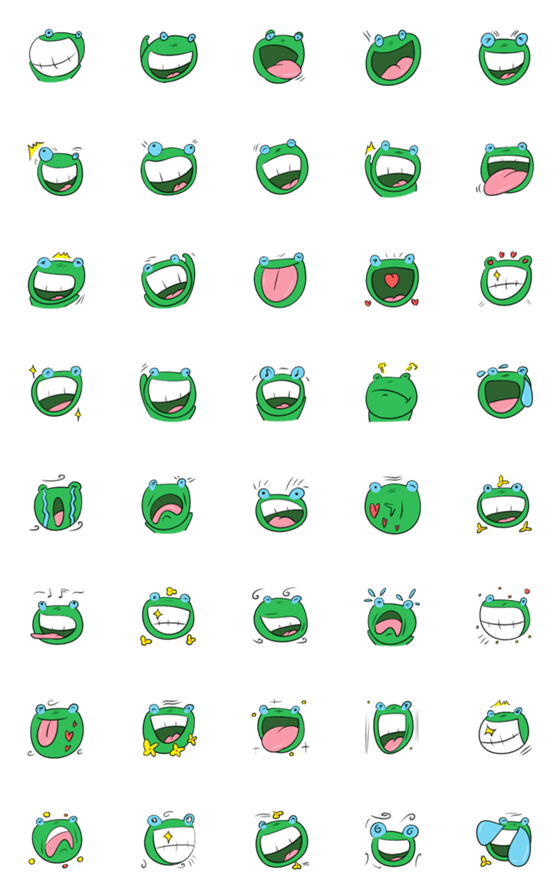 [LINE絵文字]Smile frog Emojiの画像一覧