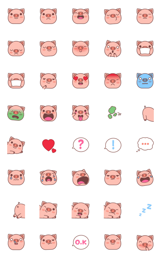 [LINE絵文字]funny pig emojiの画像一覧