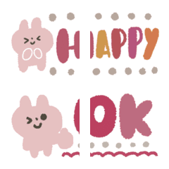 [LINE絵文字] ピンクうさぎのEnglish挨拶♡の画像