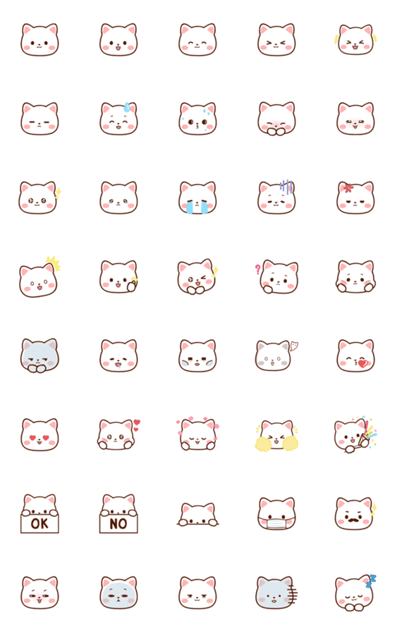 [LINE絵文字]Shiro Meow Emojiの画像一覧