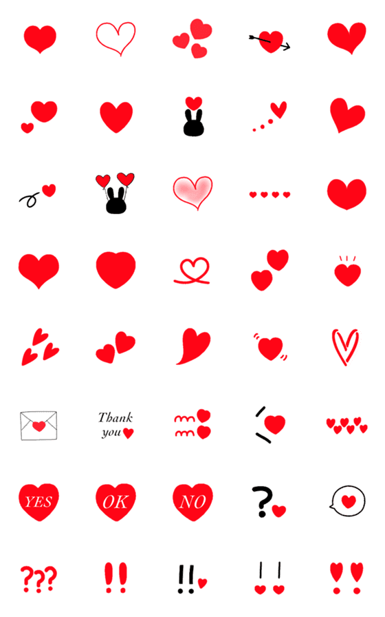 [LINE絵文字]ガーリーで大人可愛い真っ赤なハート絵文字の画像一覧