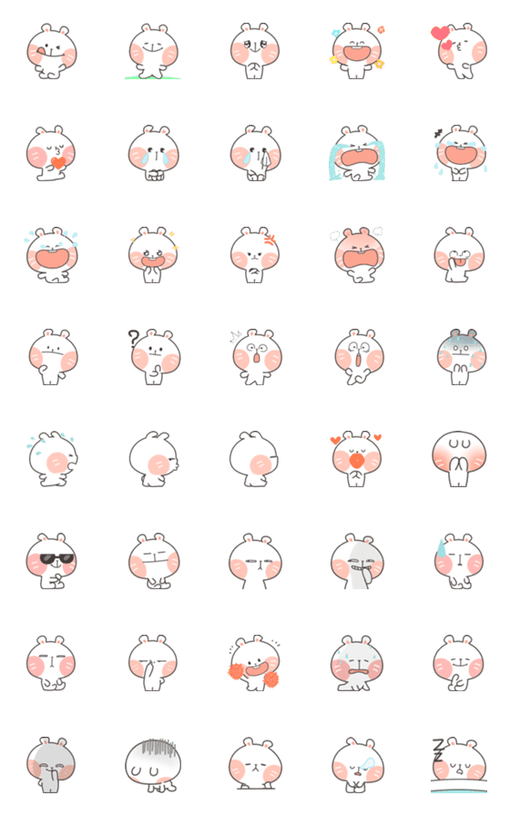 [LINE絵文字]Shortears Rabbit Emojiの画像一覧