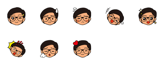 [LINE絵文字]Bespectacled Kid Emojiの画像一覧