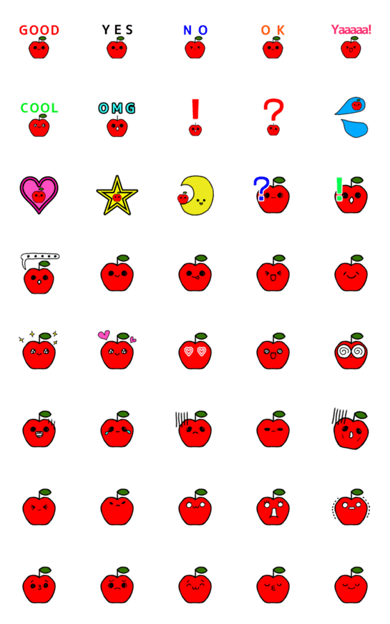 [LINE絵文字]りんごの日常使える絵文字の画像一覧