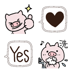 [LINE絵文字] 毎日使いやすいぶたさんと吹き出し絵文字の画像