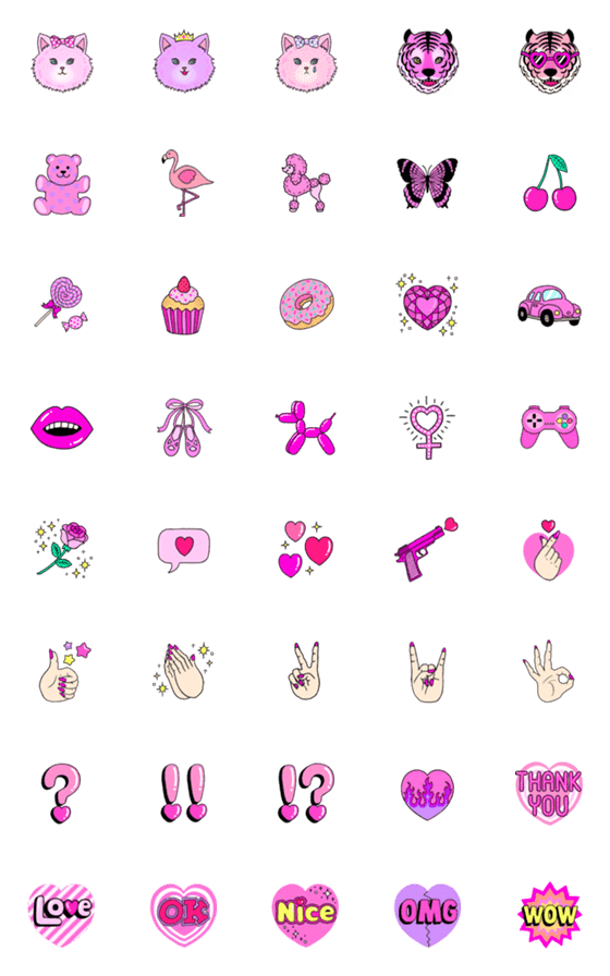 [LINE絵文字]Lover of pink EMOJIの画像一覧