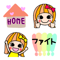 [LINE絵文字] 毎日使える☆レトロポップな女の子絵文字の画像