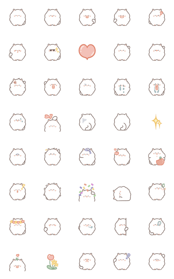 [LINE絵文字]Fluffy Cats (Emoji ver.)の画像一覧