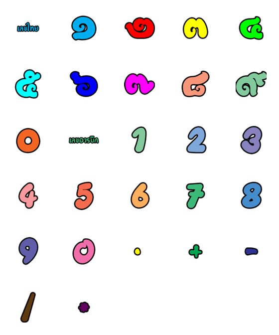 [LINE絵文字]Thai numbersの画像一覧