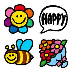 [LINE絵文字] ハッピーなお花絵文字＊HAPPY FLOWERS ( :の画像