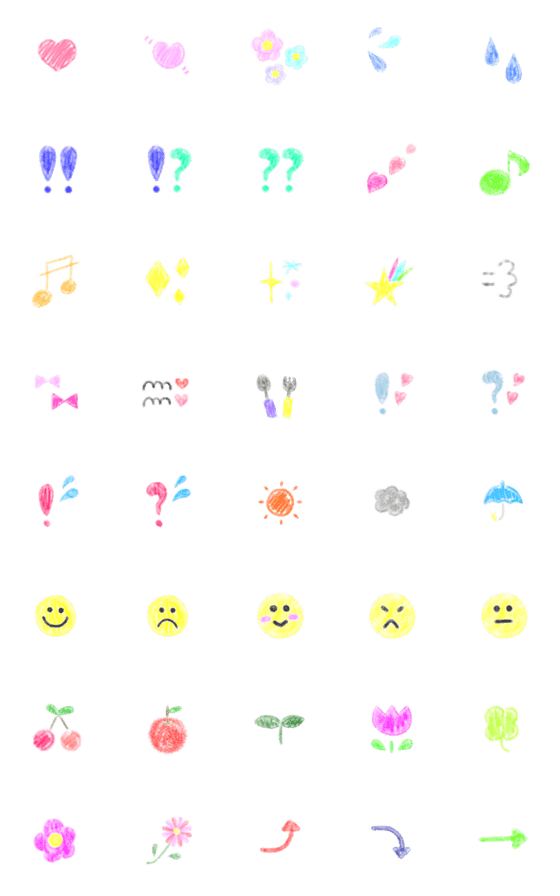 [LINE絵文字]使いやすいシンプル絵文字【クレヨン】の画像一覧