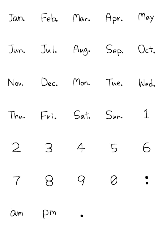 [LINE絵文字]曜日などの略語のアルファベット絵文字の画像一覧