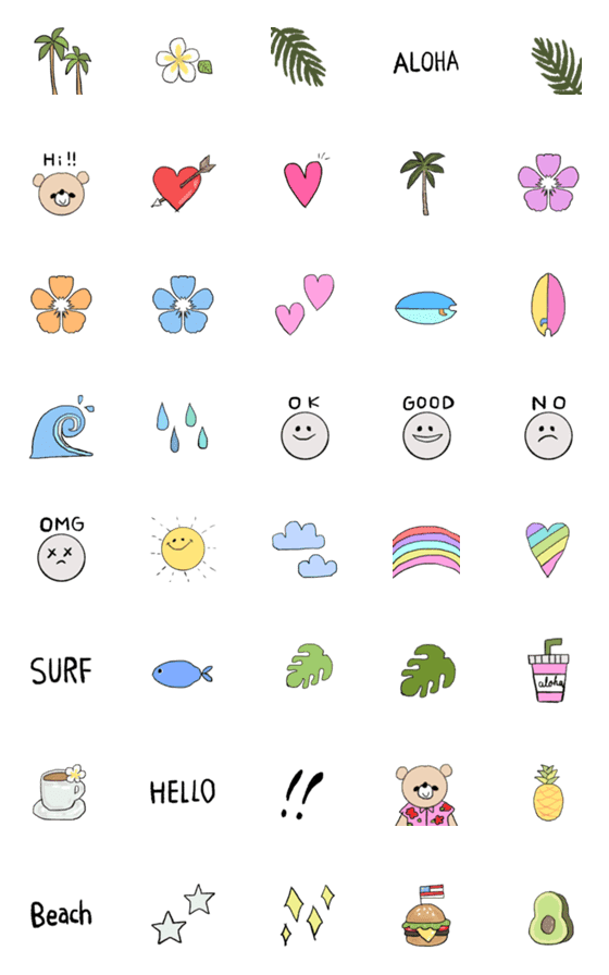 [LINE絵文字]南国 アロハ な絵文字の画像一覧