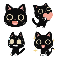 [LINE絵文字] Kuro Cat Emojiの画像