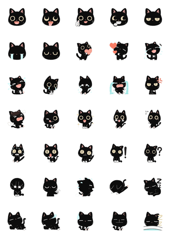 [LINE絵文字]Kuro Cat Emojiの画像一覧