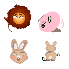 [LINE絵文字] BOBO Lion and ZANZAN Rabbit Emojiの画像