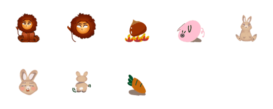 [LINE絵文字]BOBO Lion and ZANZAN Rabbit Emojiの画像一覧