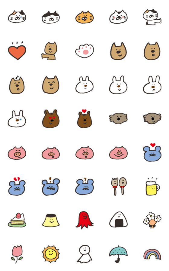 [LINE絵文字]手書きどうぶつとすきなものの画像一覧