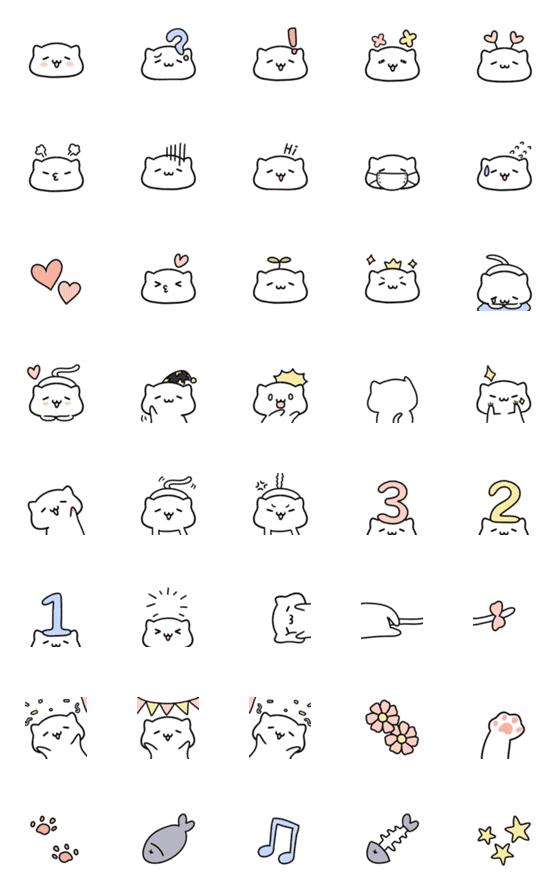 [LINE絵文字]Mochi Cat Emoji ver.1の画像一覧