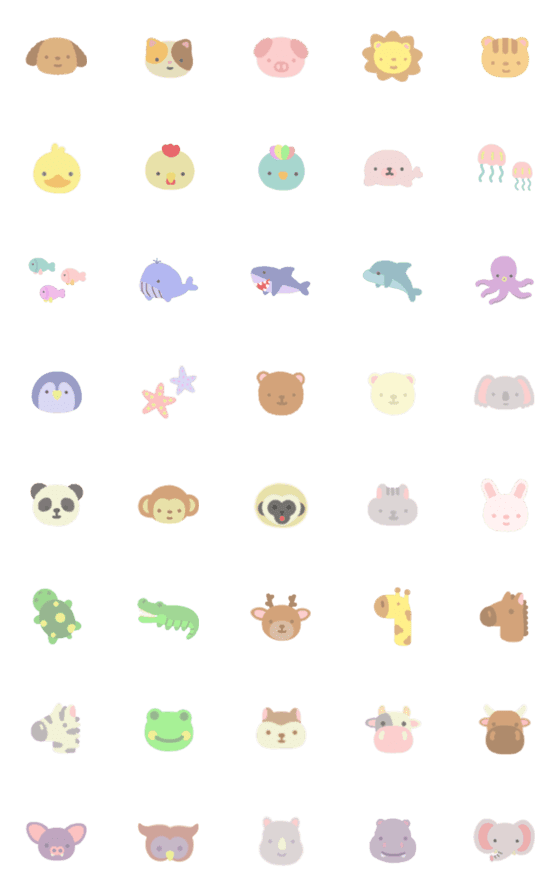 [LINE絵文字]Animals pastel emojiの画像一覧