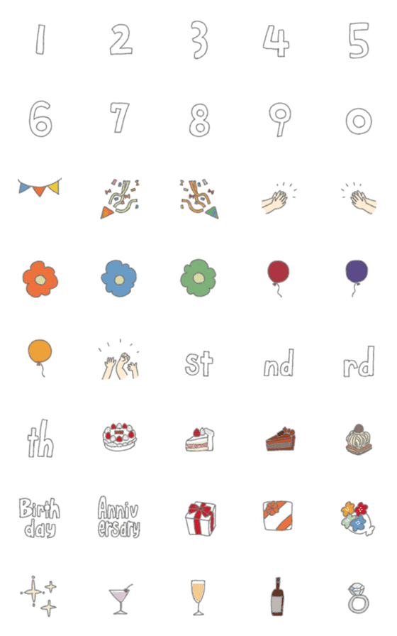 [LINE絵文字]記念日絵文字-手書きテイストの画像一覧