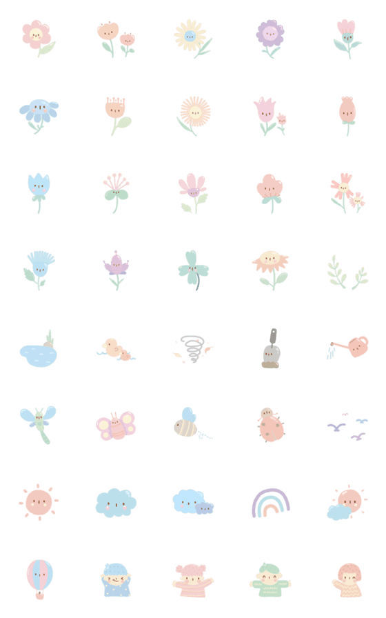 [LINE絵文字]"Flower garden" emoji - pastelの画像一覧