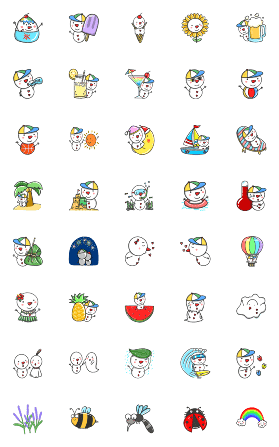 [LINE絵文字]Snowman in Summerの画像一覧